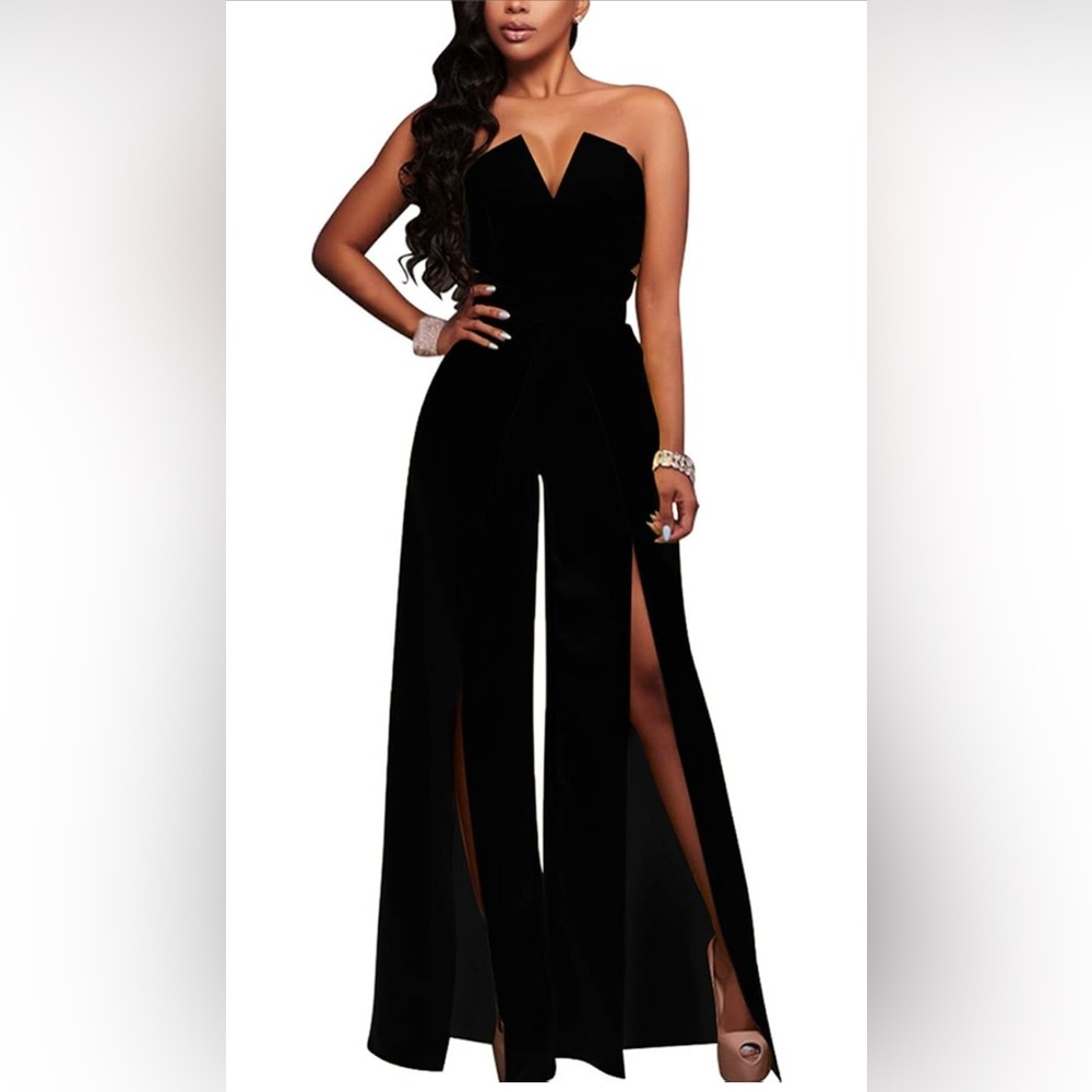 Sexy jumpsuit strapless black xs NWT